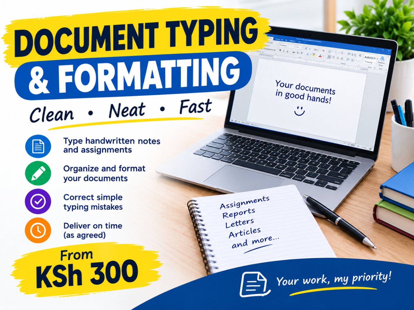 I will type and format your documents 