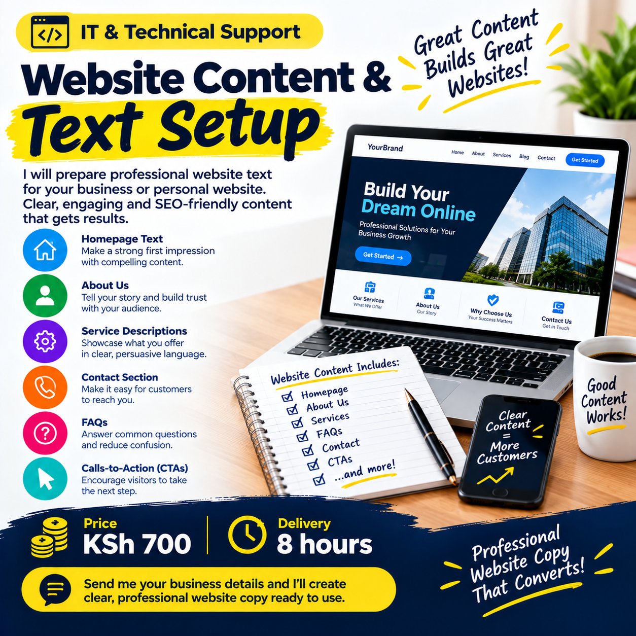 Website Content & Text Setup