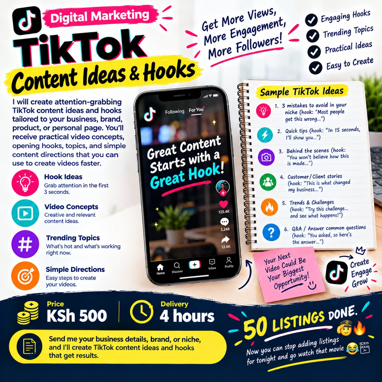 TikTok Content Ideas & Hooks