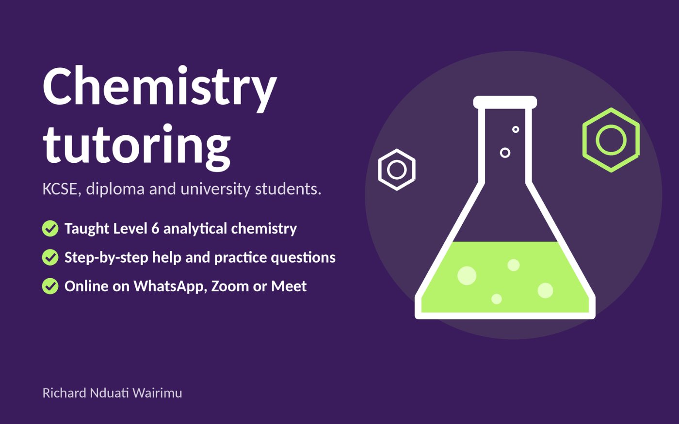 Online chemistry tutoring for CBET, KCSE, diploma and university students