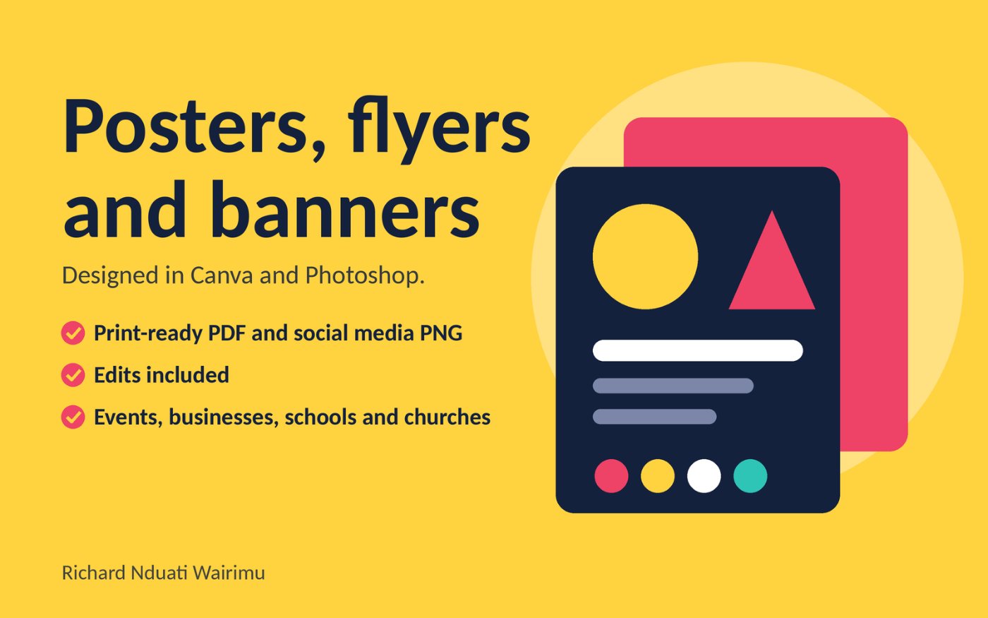 Posters, flyers, banners and event booklets designed in Canva and Photoshop
